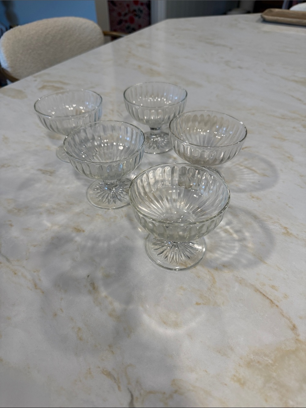Clear Glass Dessert Coupes - Set of 5